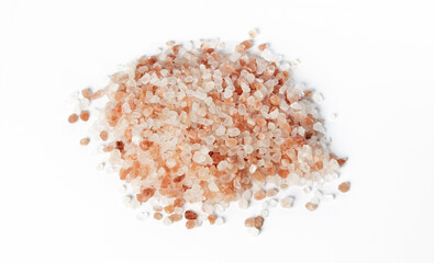 Himalayan pink salt isolated on white background. Gourmet salt - red himalayan variety