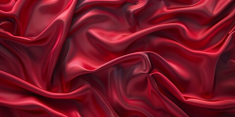 Obraz premium Red Textile with Wrinkles and Folds. Colorful Luxury Surface Background.