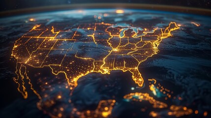 Vibrant Night Lights of the United States - A Technological Journey