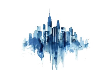 Fototapeta premium A beautiful watercolor painting of a city skyline. Perfect for architectural and urban design projects