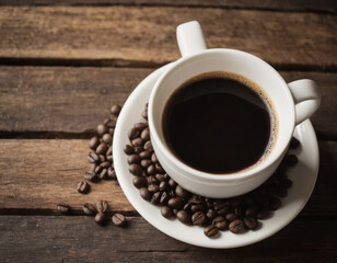 Obraz premium I chicchi di caffè custodiscono l'essenza del mattino, mentre la tazzina li accoglie con gratitudine.