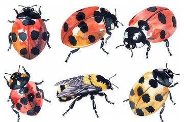 Fototapeta premium A group of ladybugs stacked on top of each other. Suitable for nature and insect-themed designs