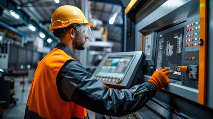 Smart engineer checking iron machine in factory while wearing safety helmet. Professional industrial worker repairing or examining machinery part or turbine machine while holding chart form. AIG42.