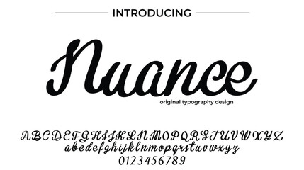 Nuance Font Stylish brush painted an uppercase vector letters, alphabet, typeface