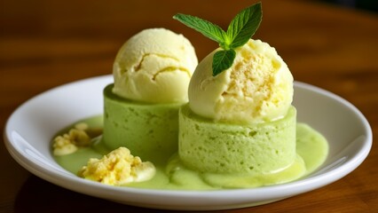  Delicious dessert with mint garnish