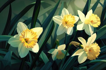 Obraz premium Bright and colorful daffodils perfect for spring-themed designs