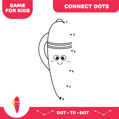 Connect dots for kids. Dot to dot educational game. Activity worksheet. Ball pen. Vector Illustration.