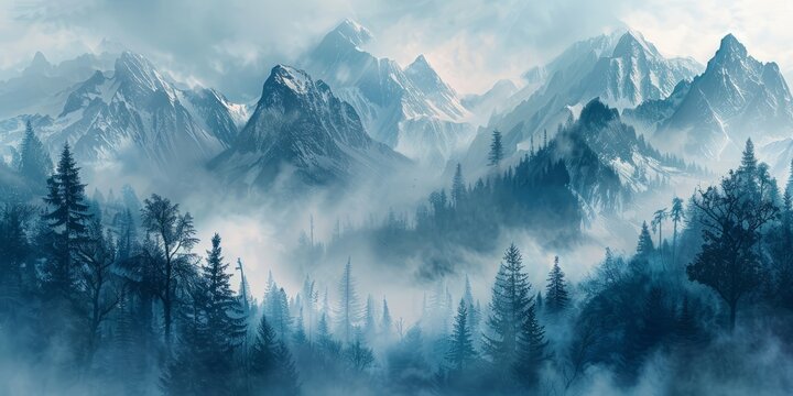 misty mountain landscape
