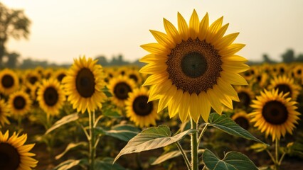  Bright and cheerful sunflower field