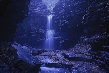 A stunning waterfall in a rocky gorge, perfect for nature-themed designs