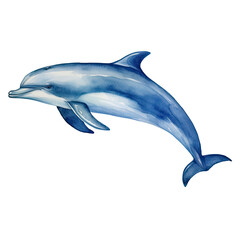 Fototapeta premium AI-Generated Watercolor Cute Dolphin jumping Clip Art Illustration. Isolated elements on a white background.