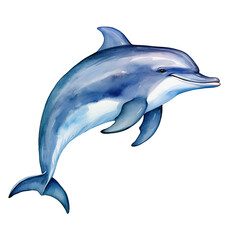 Obraz premium AI-Generated Watercolor Cute Dolphin jumping Clip Art Illustration. Isolated elements on a white background.