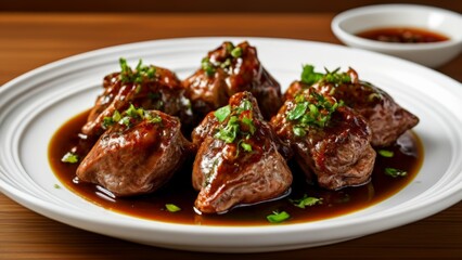  Deliciously glazed meat ready to be savored