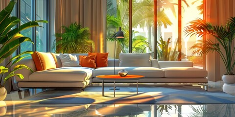 Modern Home Background. Stylish Interior Design.