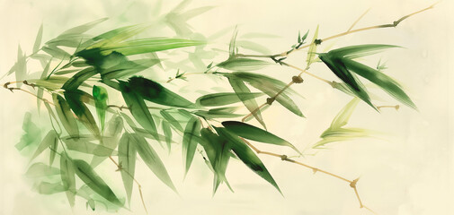 Pousse de bambou à l'aquarelle