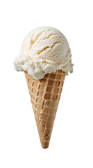Vanilla Ice Cream on Waffle Cone Transparent Background 