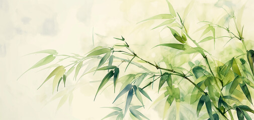 Pousse de bambou à l'aquarelle