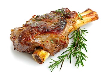 lamb shank grilled delicious isolated on white  background