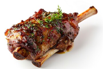 lamb shank grilled delicious isolated on white  background