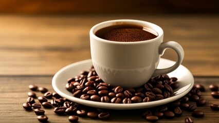 Fototapeta premium Warm up with a cup of coffee and a cozy atmosphere