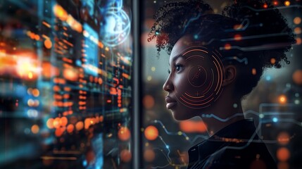 Exploring Cyber Security: Black African American IT Specialist Analyzes Data Amid Augmented Reality and Artificial Intelligence