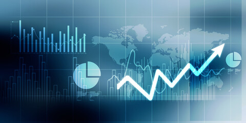 2d rendering Stock market online business concept. business Graph 