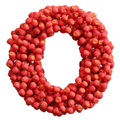 Alphabet made of red apples, letter o