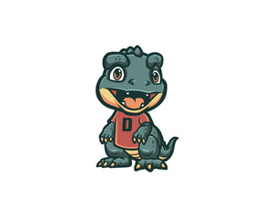 cute dino wearing costume mascot
