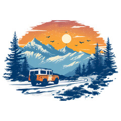 adventure car design for t shirt