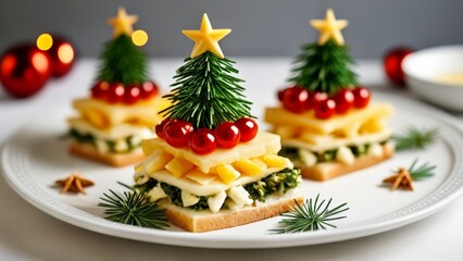 Obraz premium Deliciously festive cheese and fruit platter
