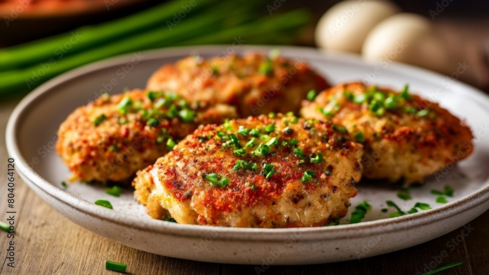 Wall mural deliciously seasoned meatballs ready to be savored