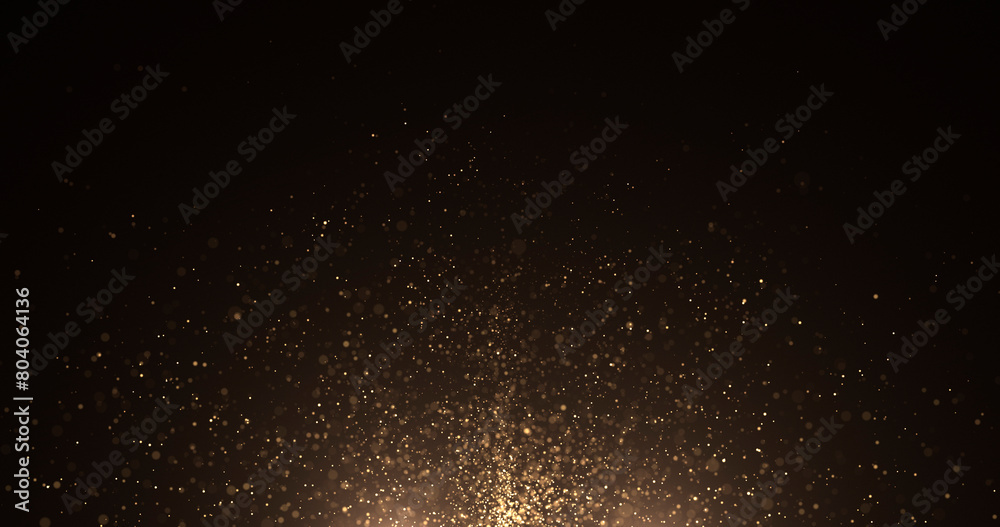 Wall mural abstract background of gold particles. gold shiny background. gold dust and beautiful bokeh on a dar