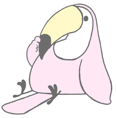 Toucan sitting and touching its beak(sakura)
