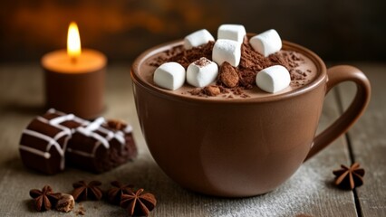 Fototapeta premium Cozy up with a warm marshmallow treat