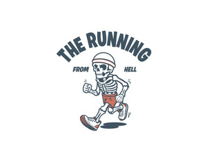 Skeleton running sport character mascot