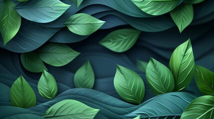 Abstract graphic tamplates design of leaves, AI generated