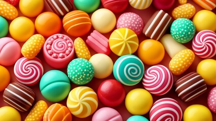 Fototapeta premium A vibrant assortment of colorful candycoated chocolates