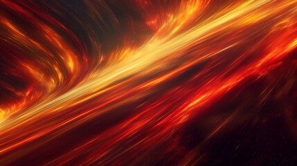 A fiery abstract vista, where streaks of red, orange, and yellow blend and clash like celestial bodies in a nebula, set against the infinite darkness of space. - obrazy, fototapety, plakaty