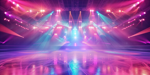 stage with dark background and bright lights