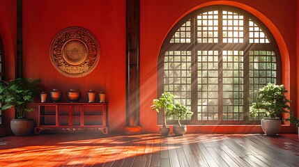 Cultural Artistry: Traditional Chinese Interior and Serene Atmosphere