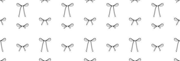 Many different bows on a white background. Seamless pattern.