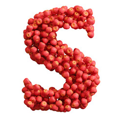 Alphabet made of red apples, letter s