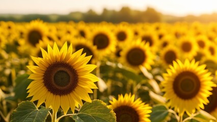 Obraz premium Bright and Beautiful Sunflower Field
