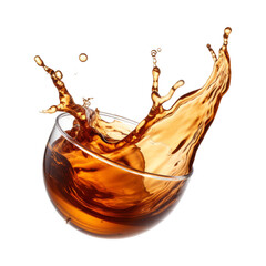 Black Tea Splash isolated on transparent png background. Generative ai