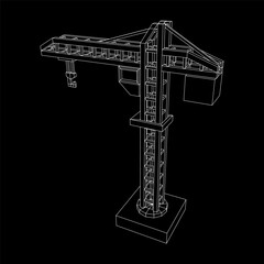 Construction crane tower. Building industrial concept. Wireframe low poly mesh vector illustration.