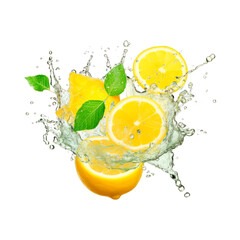 Lemonade Splash isolated on transparent png background. Generative ai