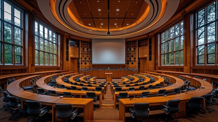 A large circular conference room and Generative AI