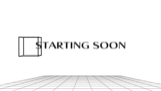 抽象的な背景にstarting soonの文字にノイズが入る　白背景