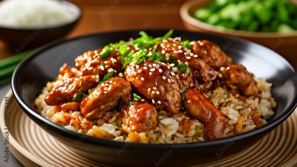 Canvas Prints  Delicious Asianinspired meal with sesame seeds and greens