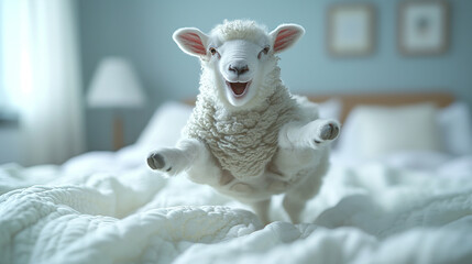 ベッドの上に羊